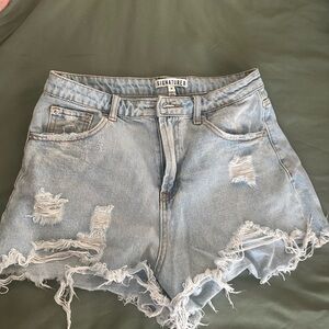 Signature8 Women's Ripped Jean Shorts - Light Blue